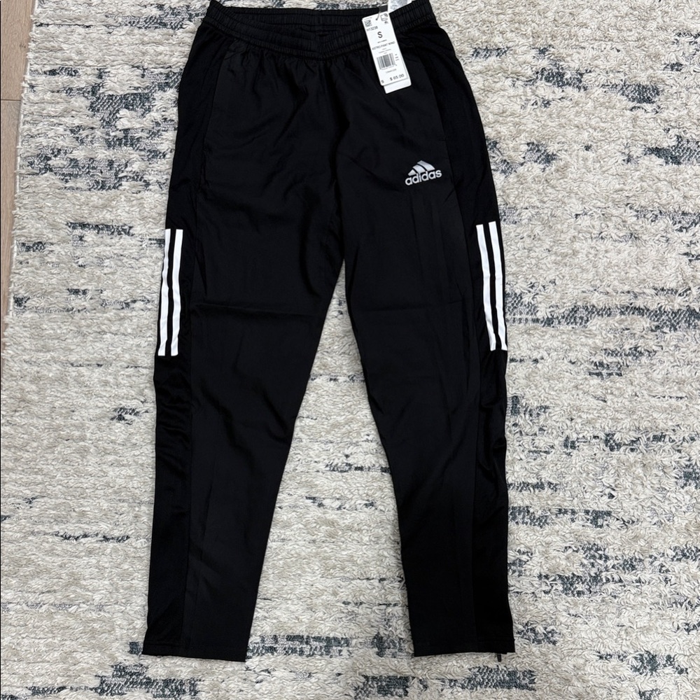 Adidas Kids Black Joggers with White Stripes
